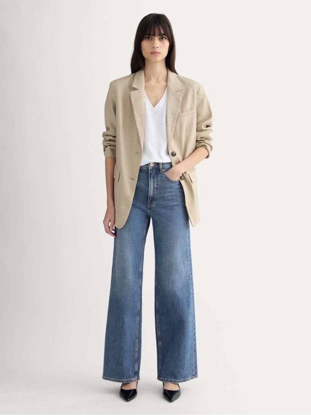 Everlane The Way-High Sailor Jean 2.0 Blue Size 25R NWOT Wide Leg